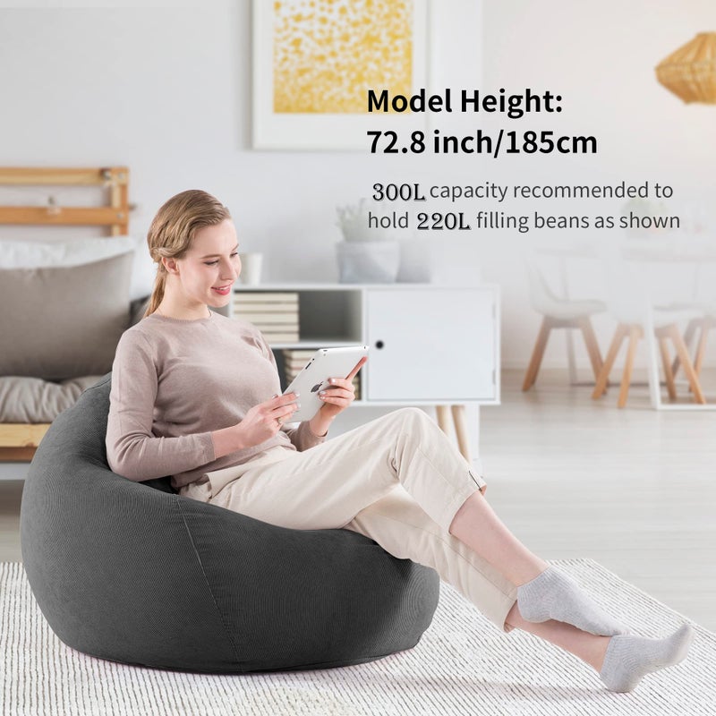 Nobildonna 3 ft Bean Bag Chair Cover (No Filler) for Adults and Kids  300L Extra Large Stuffed Animal Storage Bean Bag Washable Soft Premium Corduroy Stuffable Bean Bag Cover - Image 2